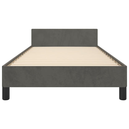 Bedframe Met Hoofdeinde Fluweel Donkergrijs 90 x 190 cm Effen met spijkers