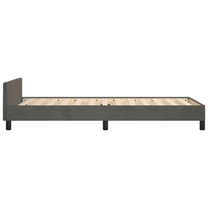 Bedframe Met Hoofdeinde Fluweel Donkergrijs 90 x 190 cm Effen met spijkers