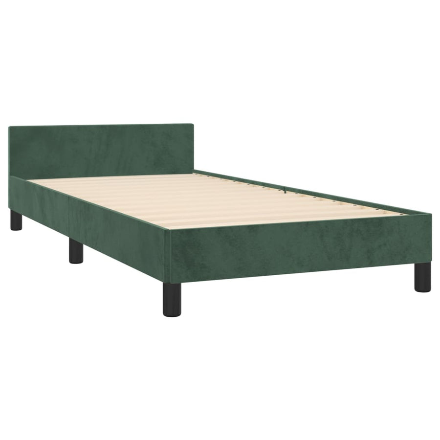 Bedframe Met Hoofdeinde Fluweel Donkergroen 90 x 190 cm Effen met spijkers