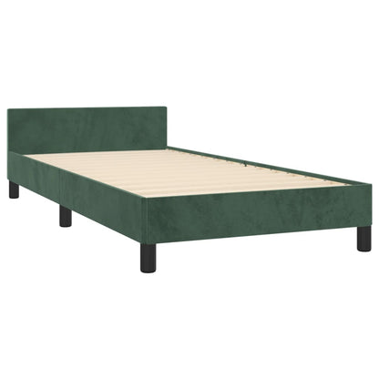 Bedframe Met Hoofdeinde Fluweel Donkergroen 90 x 200 cm Effen met spijkers