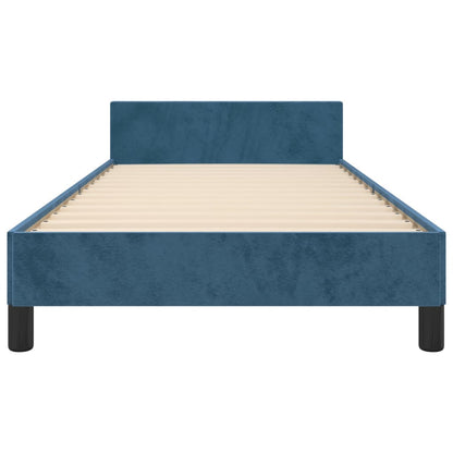 Bedframe Met Hoofdeinde Fluweel Donkerblauw 90 x 200 cm Effen met spijkers
