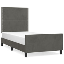 Bedframe Met Hoofdeinde Fluweel Donkergrijs 100 x 200 cm Effen met spijkers