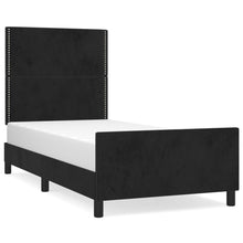 Bedframe Met Hoofdeinde Fluweel Zwart 100 x 200 cm Effen met spijkers