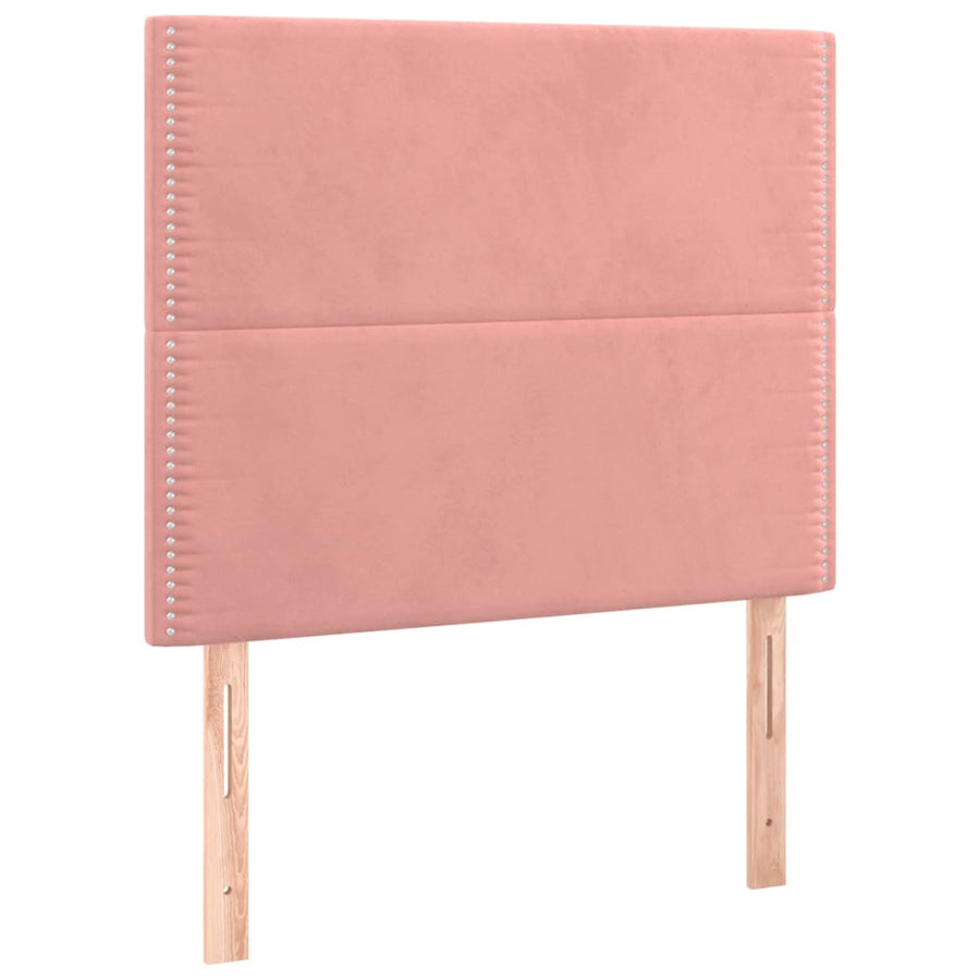 Bedframe Met Hoofdeinde Fluweel Roze 100 x 200 cm Effen met spijkers