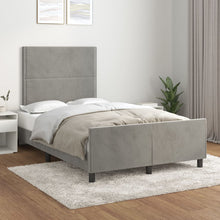 Bedframe Met Hoofdeinde Fluweel Lichtgrijs 120 x 200 cm Effen met spijkers