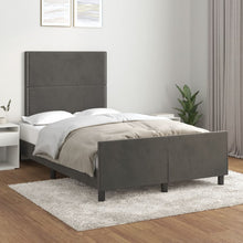Bedframe Met Hoofdeinde Fluweel Donkergrijs 120 x 200 cm Effen met spijkers