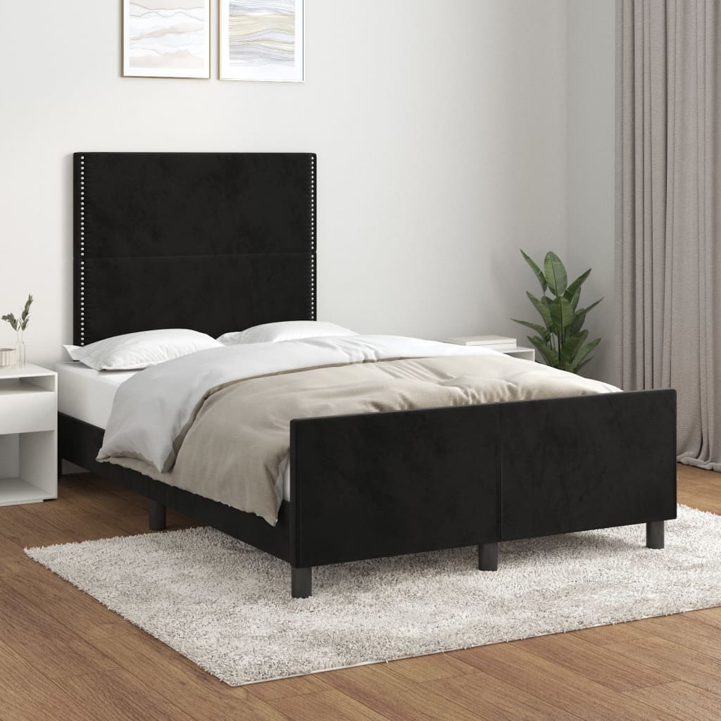 Bedframe Met Hoofdeinde Fluweel Zwart 120 x 200 cm Effen met spijkers