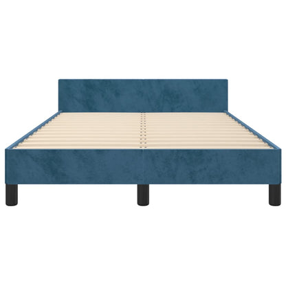 Bedframe Met Hoofdeinde Fluweel Donkerblauw 120 x 200 cm Effen met spijkers