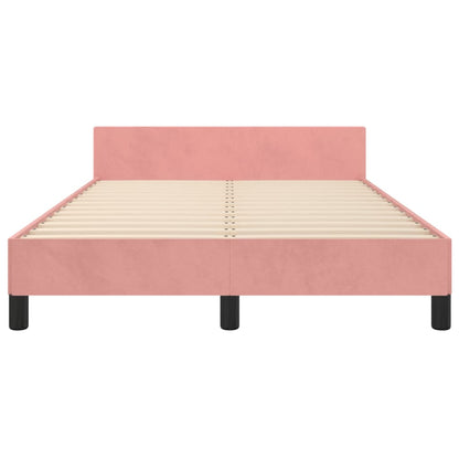 Bedframe Met Hoofdeinde Fluweel Roze 120 x 200 cm Effen met spijkers