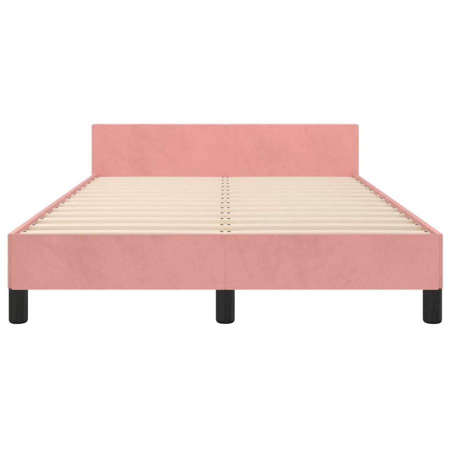Bedframe Met Hoofdeinde Fluweel Roze 120 x 200 cm Effen met spijkers