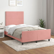 Bedframe Met Hoofdeinde Fluweel Roze 120 x 200 cm Effen met spijkers