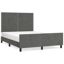 Bedframe Met Hoofdeinde Fluweel Donkergrijs 140 x 190 cm Effen met spijkers