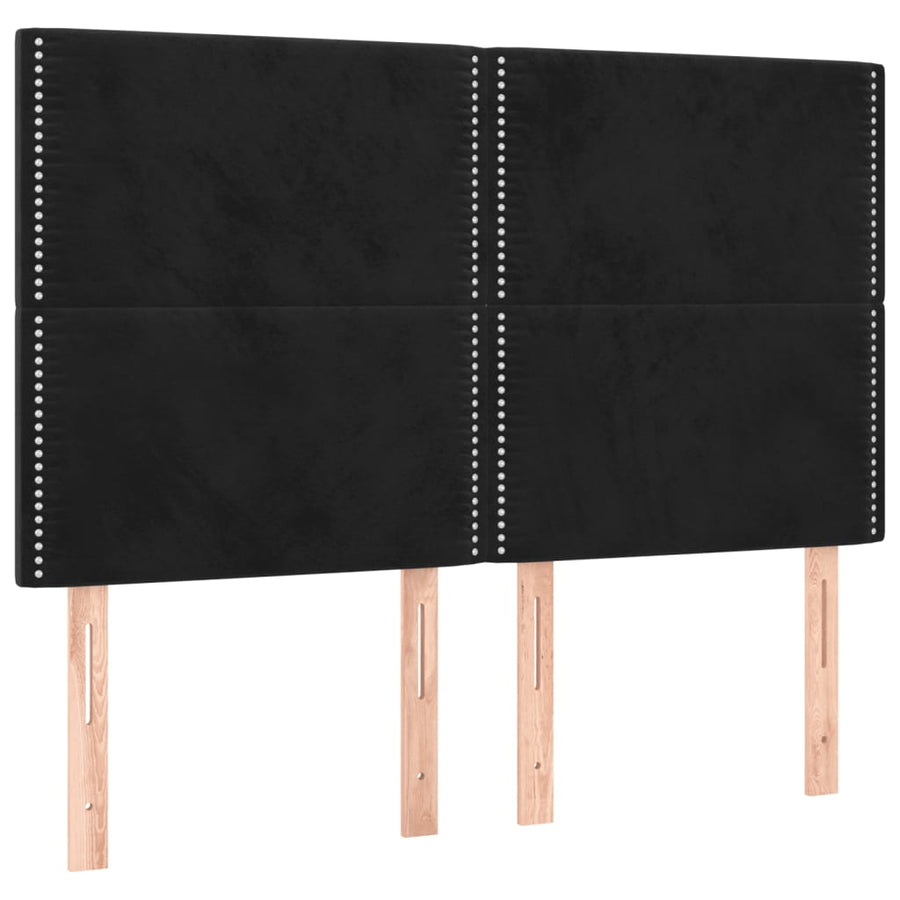 Bedframe Met Hoofdeinde Fluweel Zwart 140 x 190 cm Effen met spijkers