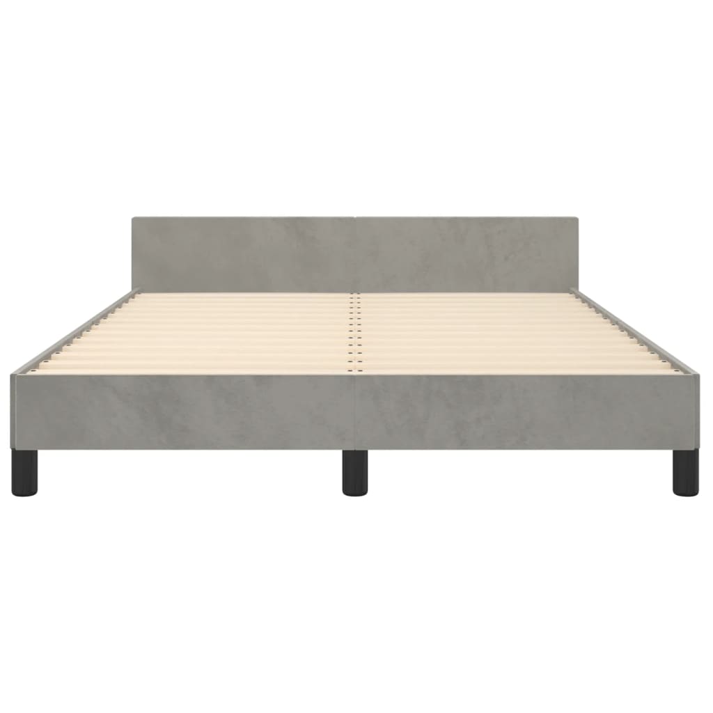 Bedframe Met Hoofdeinde Fluweel Lichtgrijs 140 x 200 cm Effen met spijkers