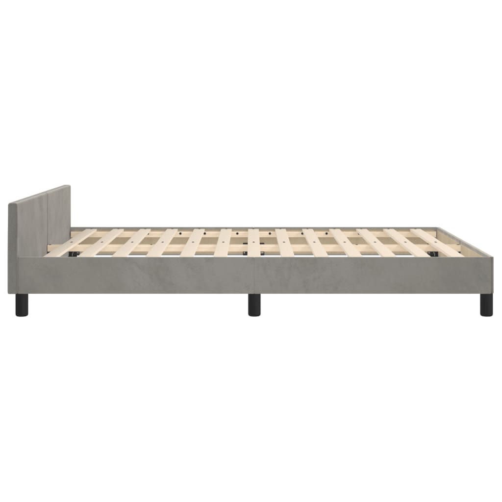 Bedframe Met Hoofdeinde Fluweel Lichtgrijs 140 x 200 cm Effen met spijkers