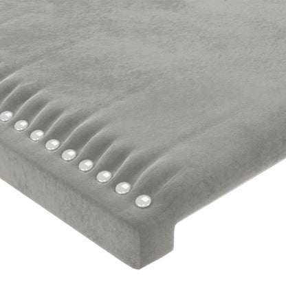 Bedframe Met Hoofdeinde Fluweel Lichtgrijs 140 x 200 cm Effen met spijkers