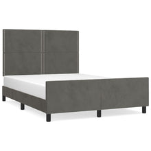 Bedframe Met Hoofdeinde Fluweel Donkergrijs 140 x 200 cm Effen met spijkers