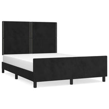 Bedframe Met Hoofdeinde Fluweel Zwart 140 x 200 cm Effen met spijkers