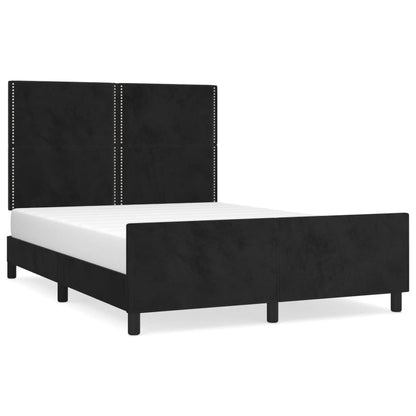 Bedframe Met Hoofdeinde Fluweel Zwart 140 x 200 cm Effen met spijkers