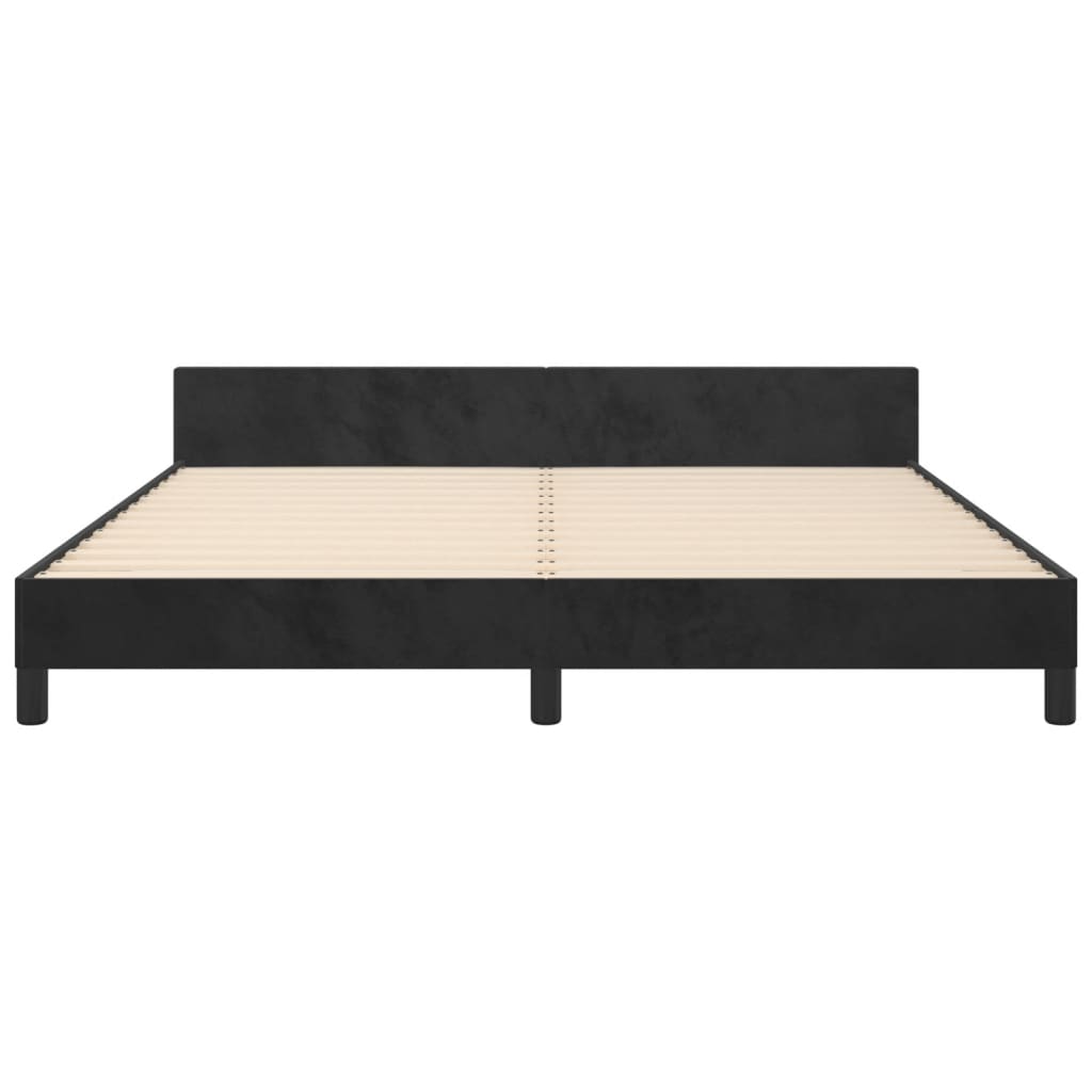 Bedframe Met Hoofdeinde Fluweel Zwart 160 x 200 cm Effen met spijkers