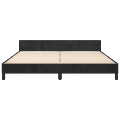 Bedframe Met Hoofdeinde Fluweel Zwart 160 x 200 cm Effen met spijkers