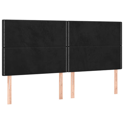 Bedframe Met Hoofdeinde Fluweel Zwart 160 x 200 cm Effen met spijkers
