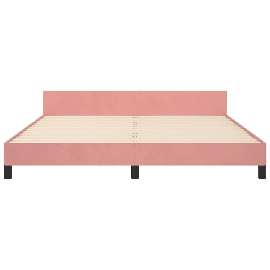 Bedframe Met Hoofdeinde Fluweel Roze 160 x 200 cm Effen met spijkers