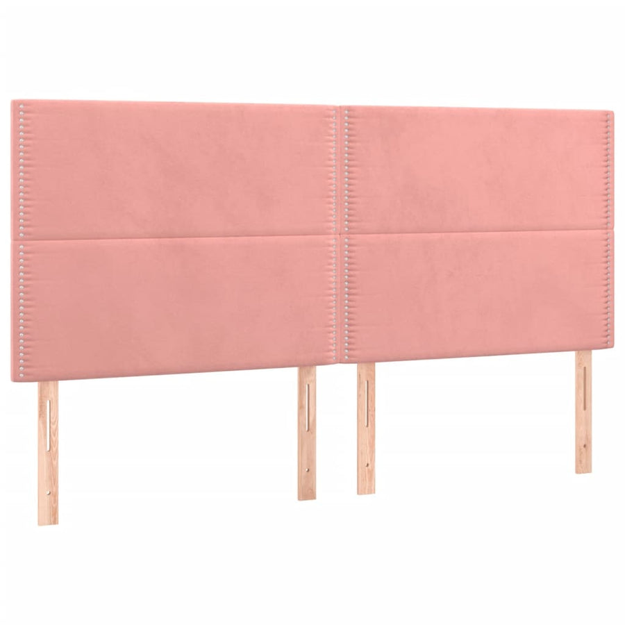 Bedframe Met Hoofdeinde Fluweel Roze 160 x 200 cm Effen met spijkers