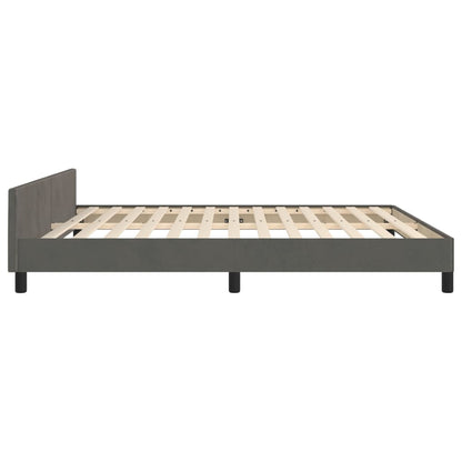 Bedframe Met Hoofdeinde Fluweel Donkergrijs 180 x 200 cm Effen met spijkers