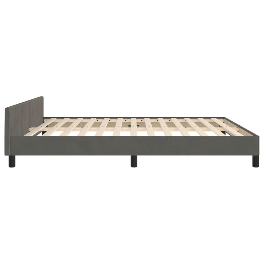 Bedframe Met Hoofdeinde Fluweel Donkergrijs 180 x 200 cm Effen met spijkers