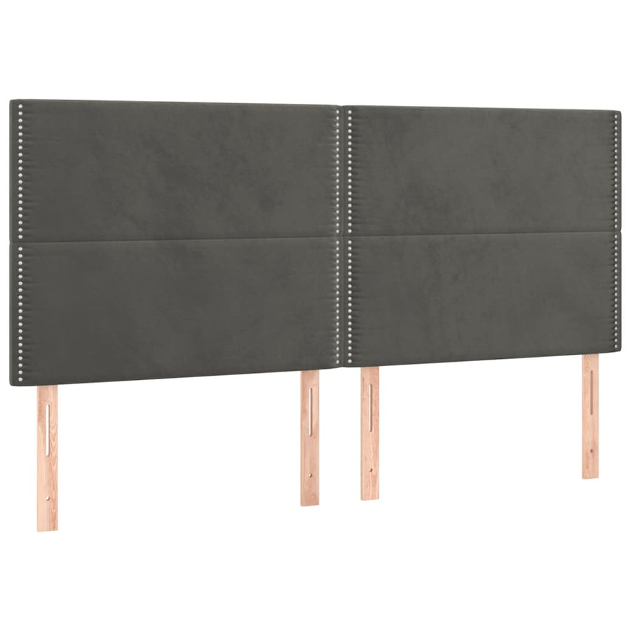Bedframe Met Hoofdeinde Fluweel Donkergrijs 180 x 200 cm Effen met spijkers