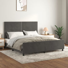 Bedframe Met Hoofdeinde Fluweel Donkergrijs 180 x 200 cm Effen met spijkers