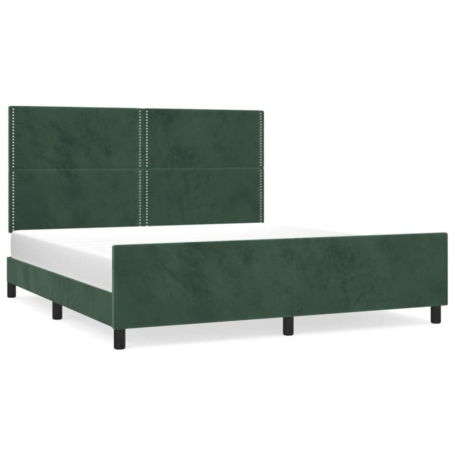 Bedframe Met Hoofdeinde Fluweel Donkergroen 180 x 200 cm Effen met spijkers