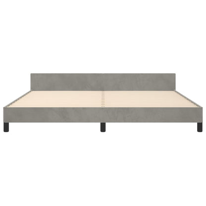 Bedframe Met Hoofdeinde Fluweel Lichtgrijs 200 x 200 cm Effen met spijkers