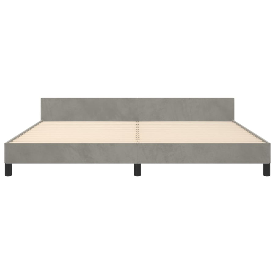 Bedframe Met Hoofdeinde Fluweel Lichtgrijs 200 x 200 cm Effen met spijkers