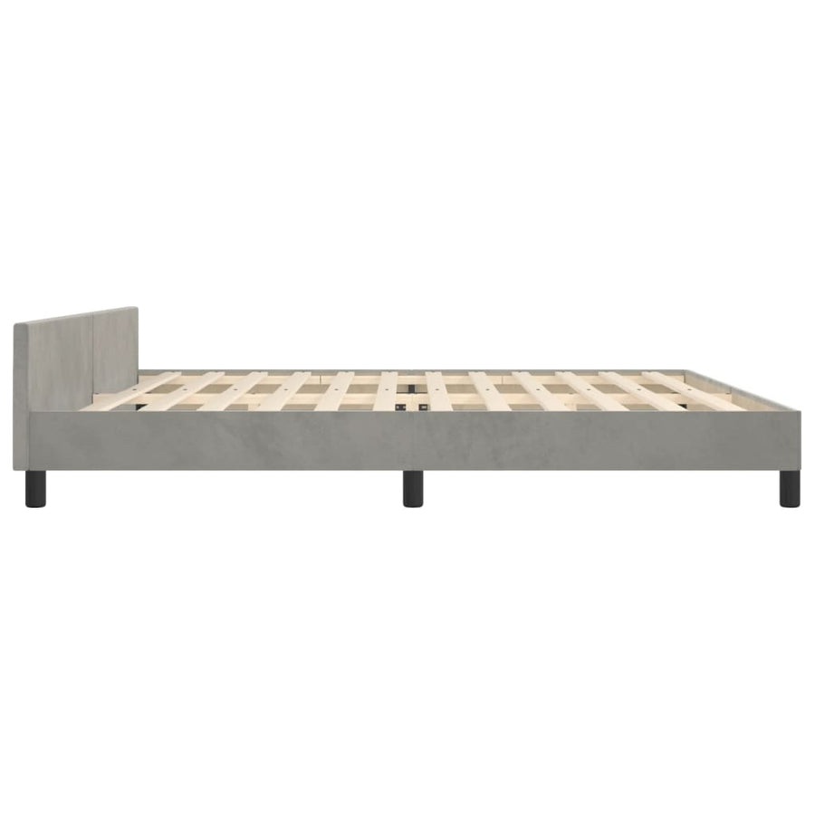 Bedframe Met Hoofdeinde Fluweel Lichtgrijs 200 x 200 cm Effen met spijkers