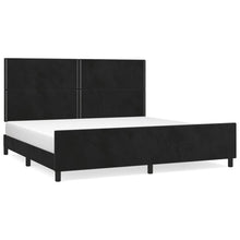 Bedframe Met Hoofdeinde Fluweel Zwart 200 x 200 cm Effen met spijkers