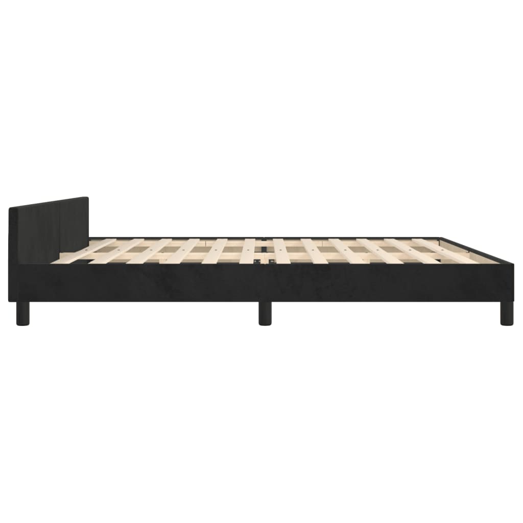Bedframe Met Hoofdeinde Fluweel Zwart 200 x 200 cm Effen met spijkers