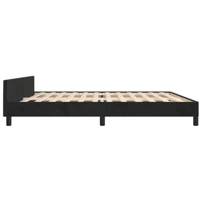 Bedframe Met Hoofdeinde Fluweel Zwart 200 x 200 cm Effen met spijkers