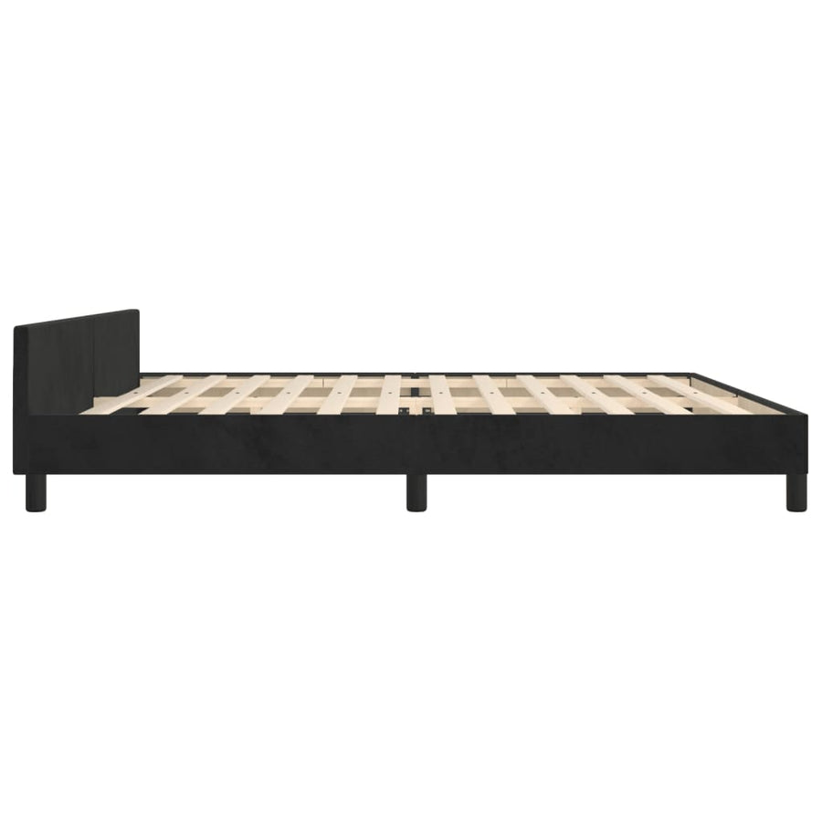 Bedframe Met Hoofdeinde Fluweel Zwart 200 x 200 cm Effen met spijkers