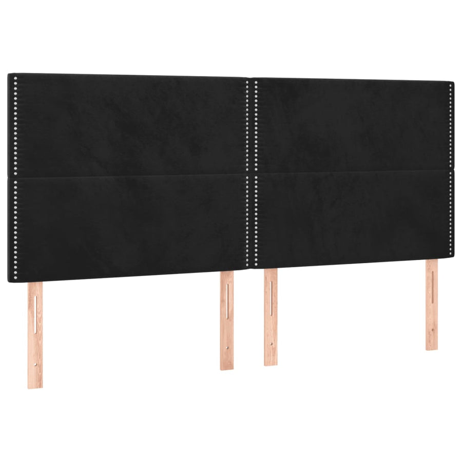 Bedframe Met Hoofdeinde Fluweel Zwart 200 x 200 cm Effen met spijkers
