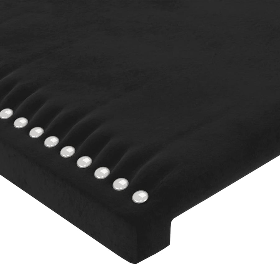 Bedframe Met Hoofdeinde Fluweel Zwart 200 x 200 cm Effen met spijkers