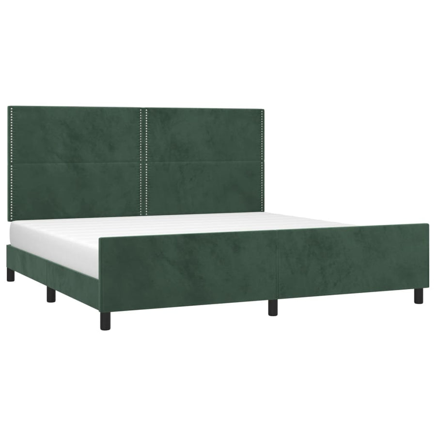 Bedframe Met Hoofdeinde Fluweel Donkergroen 200 x 200 cm Effen met spijkers