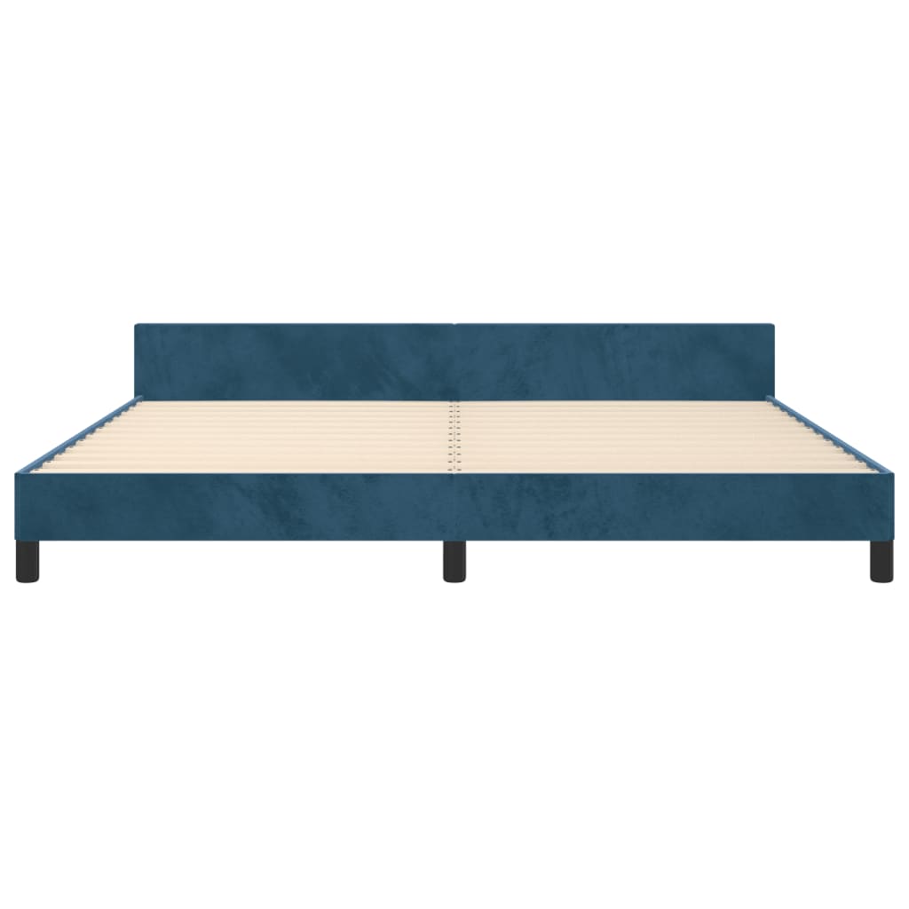 Bedframe Met Hoofdeinde Fluweel Donkerblauw 200 x 200 cm Effen met spijkers