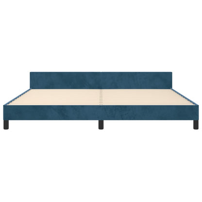 Bedframe Met Hoofdeinde Fluweel Donkerblauw 200 x 200 cm Effen met spijkers
