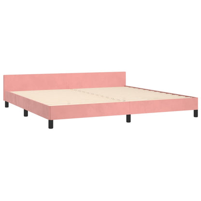 Bedframe Met Hoofdeinde Fluweel Roze 200 x 200 cm Effen met spijkers