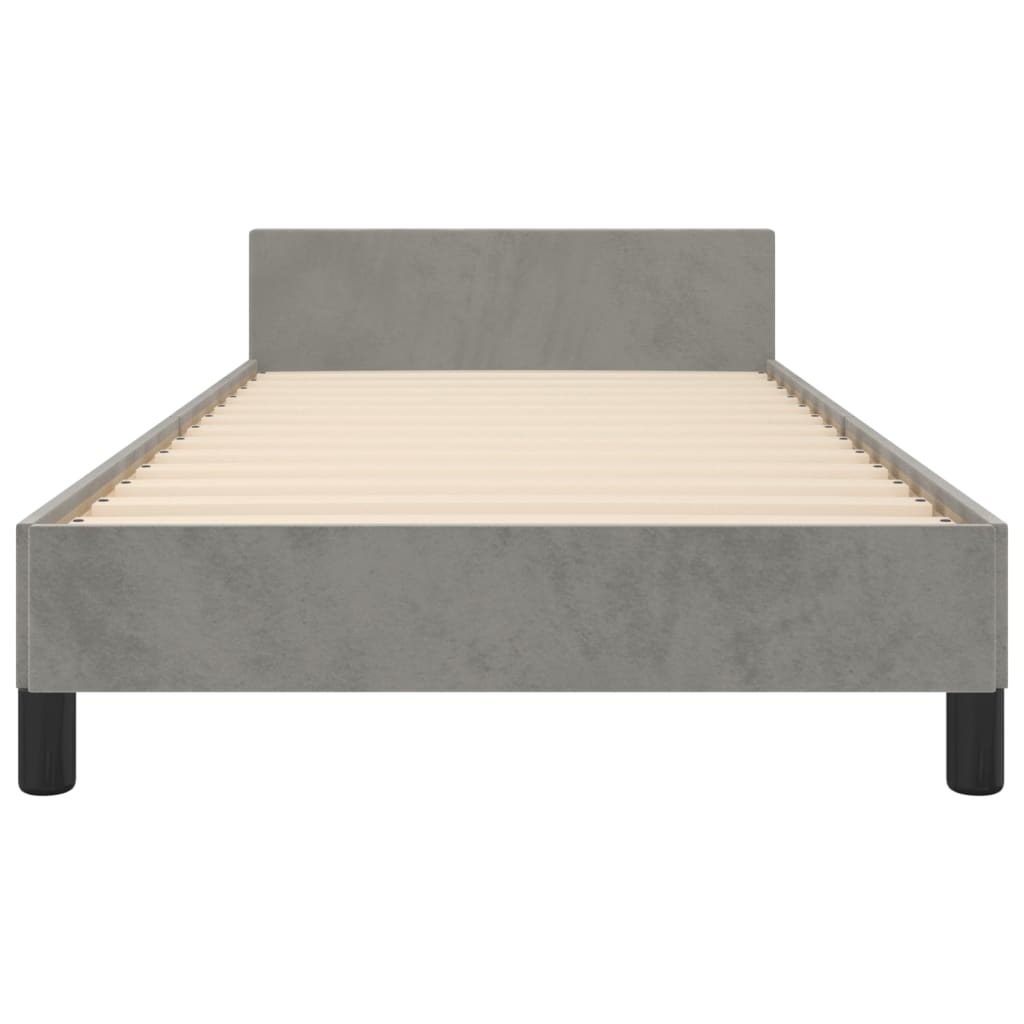 Bedframe Met Hoofdeinde Fluweel Lichtgrijs 80 x 200 cm Blok met vierkanten