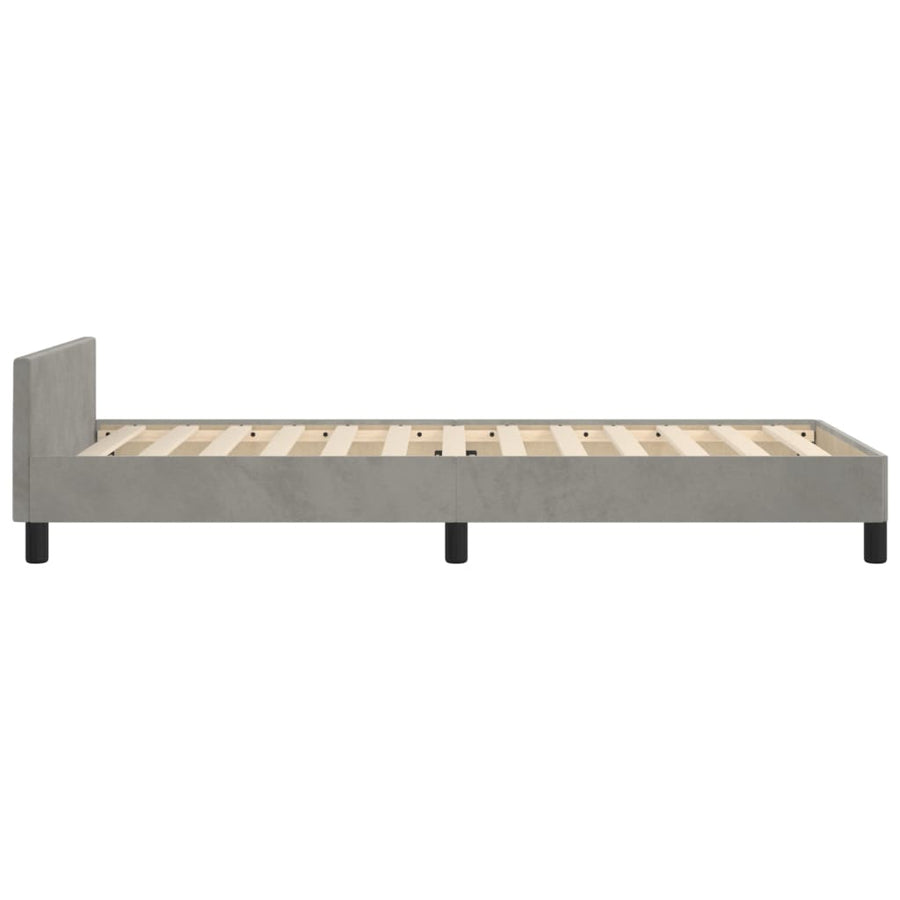 Bedframe Met Hoofdeinde Fluweel Lichtgrijs 80 x 200 cm Blok met vierkanten