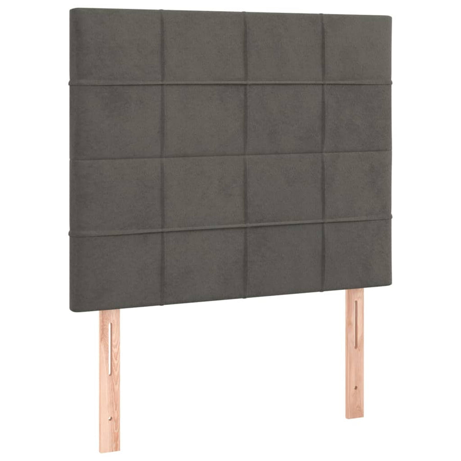 Bedframe Met Hoofdeinde Fluweel Donkergrijs 80 x 200 cm Blok met vierkanten