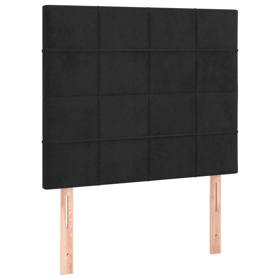 Bedframe Met Hoofdeinde Fluweel Zwart 80 x 200 cm Blok met vierkanten